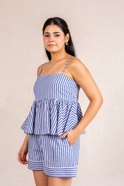 Blue stripe short set