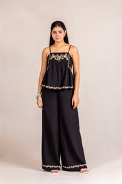 Black embroidered set