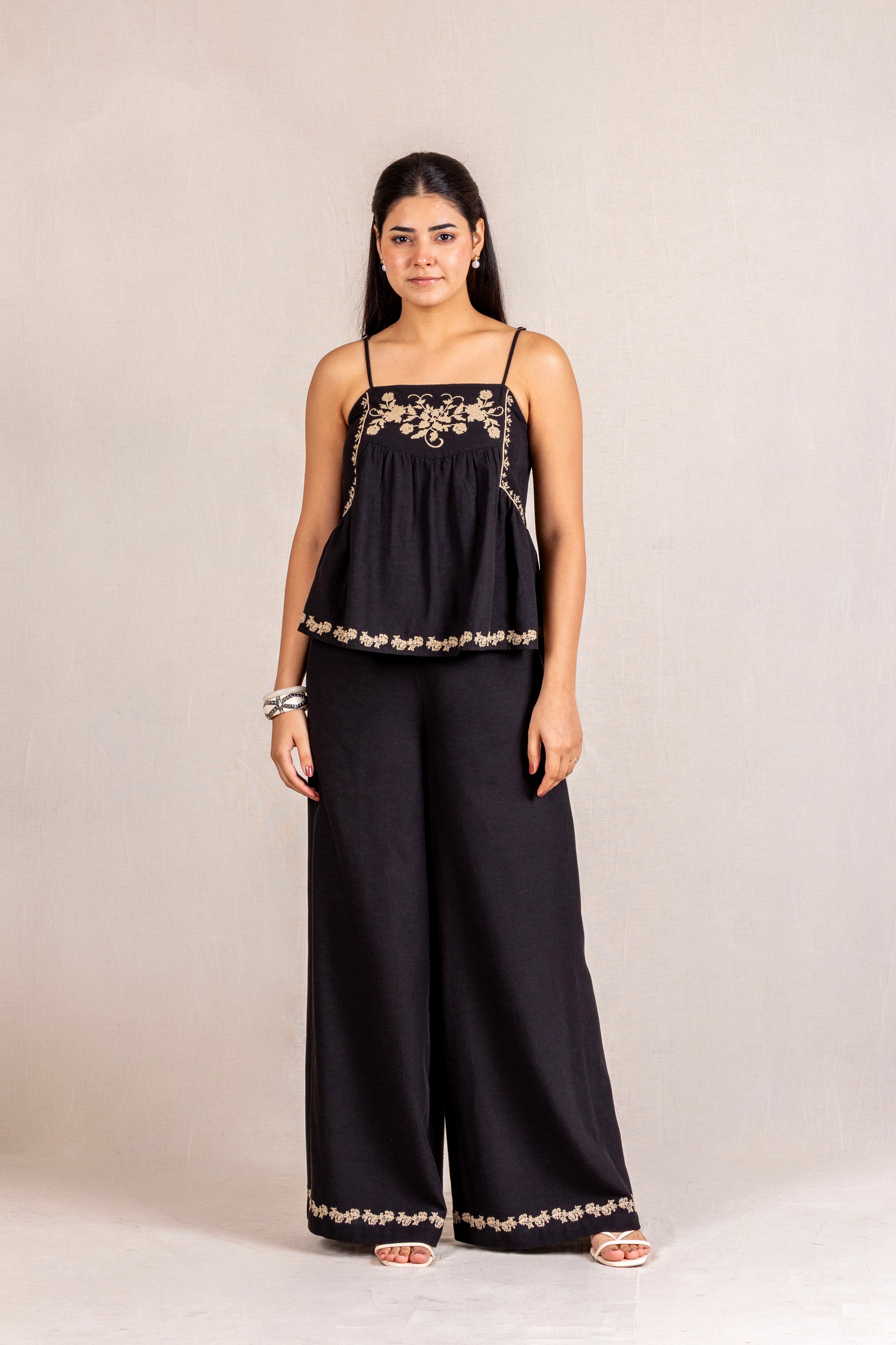Black embroidered set