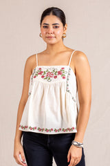 Cream floral embroidered cami
