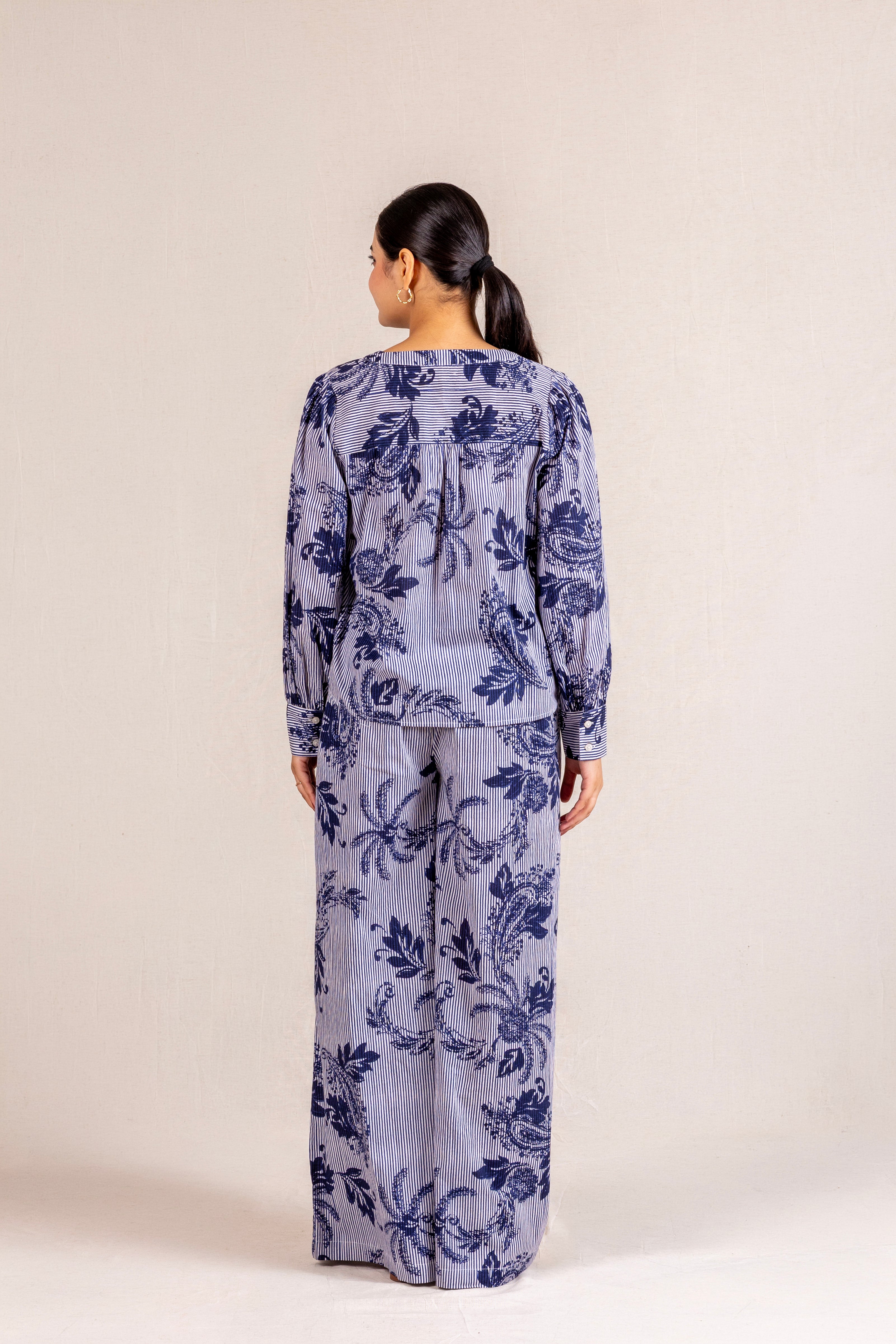 Blue floral trouser set