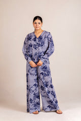 Blue floral trouser set