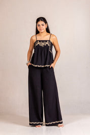 Black embroidered set