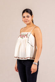Cream floral embroidered cami
