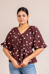 Polka Dot peplum blouse with ties