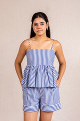 Blue stripe short set