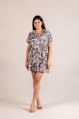 Black floral a-line dress