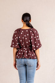 Polka Dot peplum blouse with ties