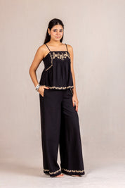 Black embroidered set