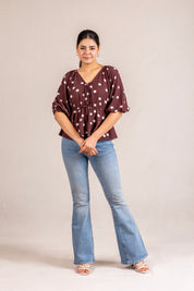 Polka Dot peplum blouse with ties